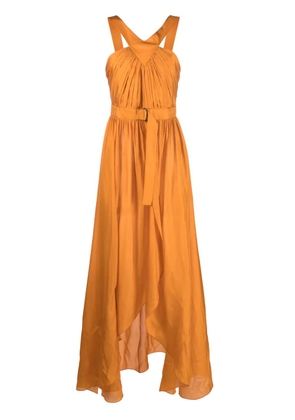 Alberta Ferretti long draped silk top - Orange
