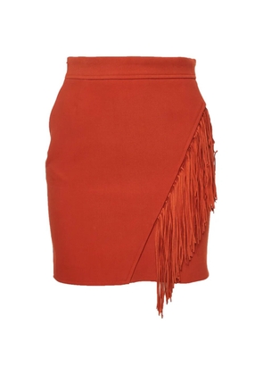 Maje fringed wrap-style mini skirt - Orange