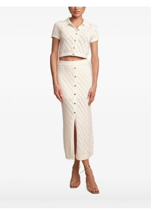 HEVRON Arlet diamond-pointelle button-up cardigan - White