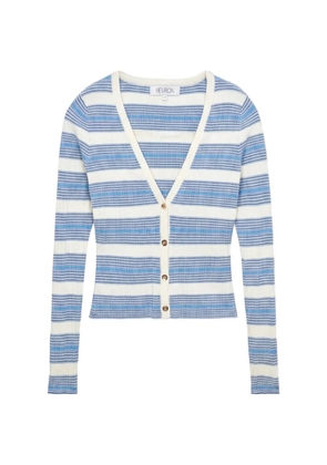 HEVRON Pearl striped ribbed-knit cardigan - Blue