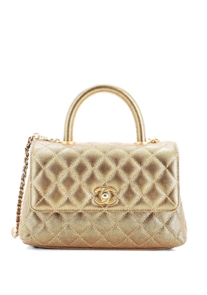 CHANEL Pre-Owned Coco Top Handle Bag Quilted Caviar Mini satchel - Gold