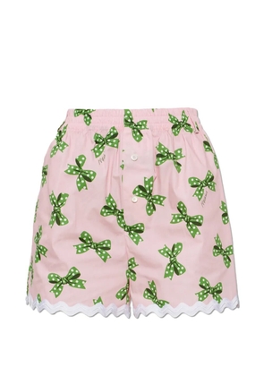 Moschino bow-print scalloped-trim shorts - Pink