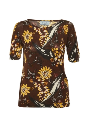Prada Pre-Owned floral-print T-shirt - Brown