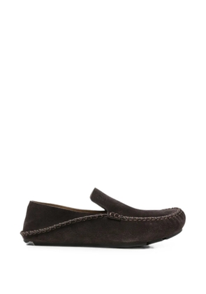 LOEWE whipstitch-trim suede loafers - Brown
