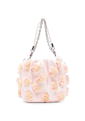 Self-Portrait beaded tote bag - Pink
