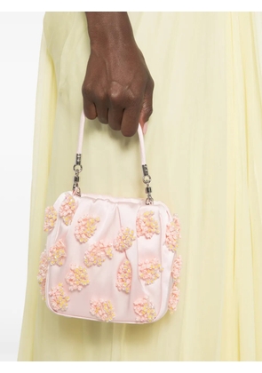 Self-Portrait floral-appliqué mini bag - Pink