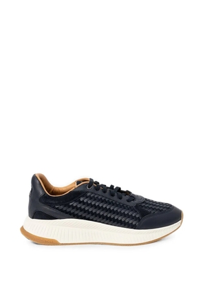 BOSS woven-panel leather sneakers - Blue