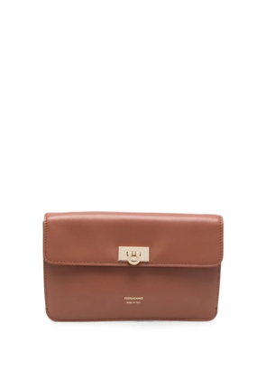Ferragamo Gancini flip-lock clutch bag - Brown