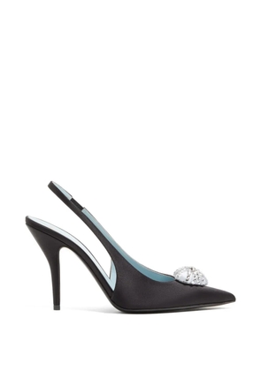 Valentino Garavani Coeur Royal satin slingback pumps 100mm - Black