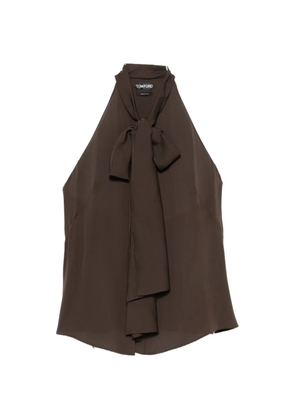 TOM FORD sleeveless bow-detail top - Brown