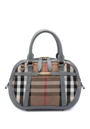 Burberry Pre-Owned 2000-2017 Small Leather Trimmed House Check Canvas Bridle Orchard satchel - Brown