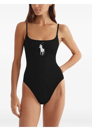 Polo Ralph Lauren logo-embroidered scoop-neck swimsuit - Black