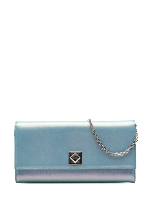 Christian Dior Pre-Owned 2016 Iridescent Calfskin Turn Me Wallet On Chain crossbody bag - Blue