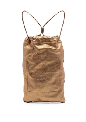 Burberry Pre-Owned 2000-2017 Metallic Grained Calfskin Drawstring Sling Bag backpack - Gold