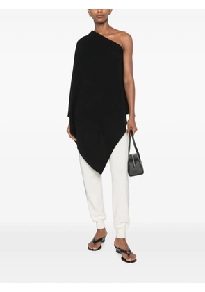 SERGIO MORETTI FIRENZE one-shoulder asymmetric-hem poncho - Black