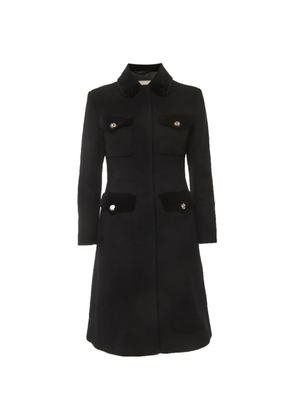 Gucci Pre-Owned velvet-deatils concealed-fastening coat - Black