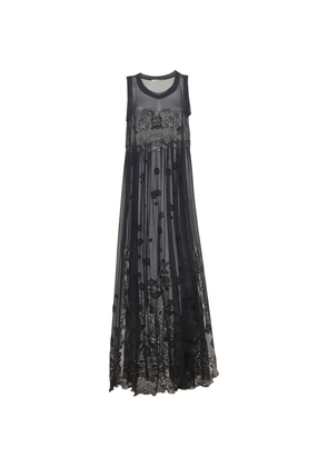 Chloé Pre-Owned embroidered chiffon maxi dress - Blue