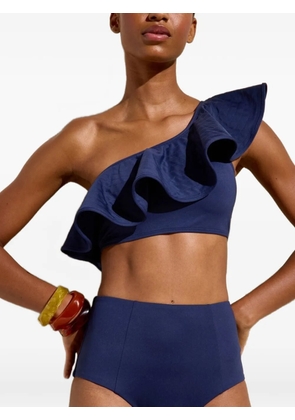 Marie Oliver ruffled one-shoulder bikini - Blue