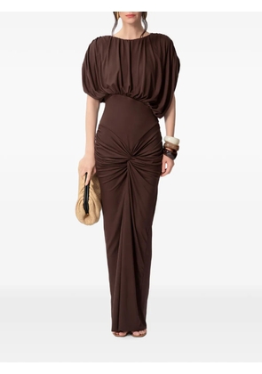 CONCEPTO Zena twist-detail gathered maxi dress - Brown