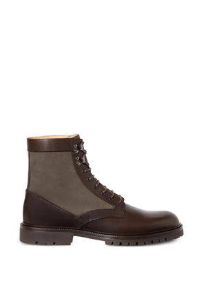 Brunello Cucinelli waxed calfskin and techno fabric boots - Brown