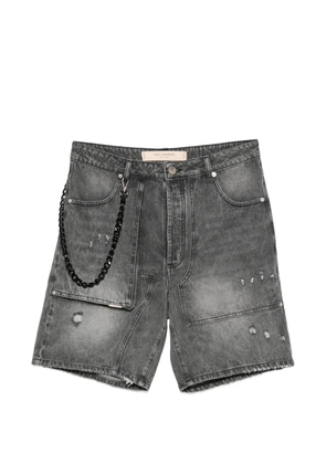 YES LONDON distressed-effect chain-detail shorts - Grey