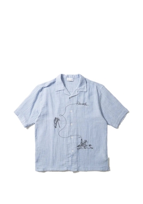Edmmond Studios Western embroidered seersucker shirt - Blue