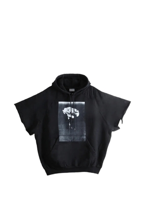 Balenciaga graphic-print short-sleeve hoodie - Black