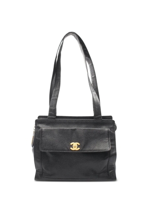 CHANEL Pre-Owned 1996-1997 coco mark turn-lock tote bag - Black