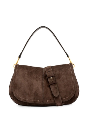 GIANNI CHIARINI Helena suede-effect buckle-detail shoulder bag - Brown