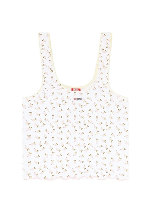 Diesel stretch cotton top with floral print - White