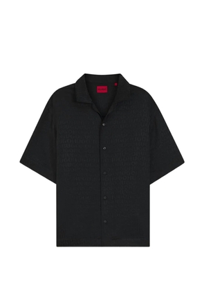 HUGO logo-jacquard short-sleeve shirt - Black