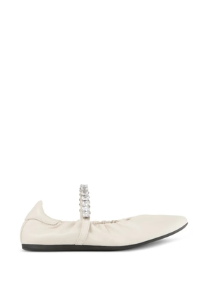 Jimmy Choo Jade Ballerina latte soft nappa-leather ballerina flats with crystal strap - Neutrals