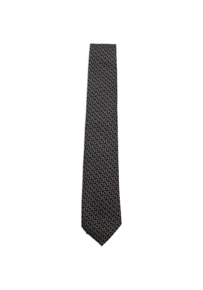 Ferragamo Gancini jacquard silk tie - Brown