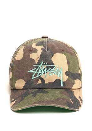 Stüssy Mid-Depth Big Stock logo-embroidered camouflage-print cap - Green