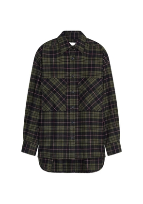 Closed check-pattern oversized shirt - Green
