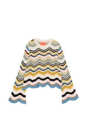 La DoubleJ chevron-pattern cropped sweater - Neutrals