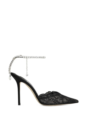 Jimmy Choo Saeda crystal-embellished lace pumps - Black