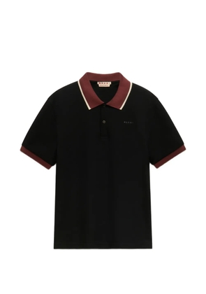 Marni black piqué polo shirt with contrast trims