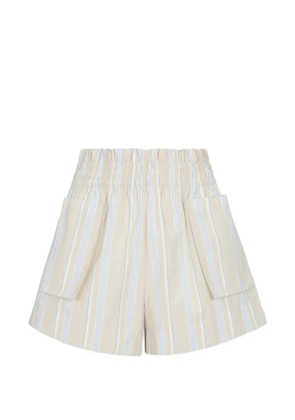 HEVRON Mira striped paperbag-waist shorts - Neutrals