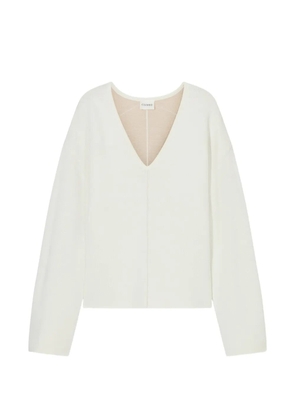 Closed V-neck sweater - White