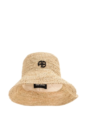 ANINE BING logo-plaque raffia hat - Neutrals