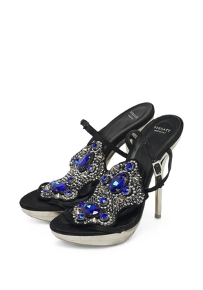 Versace Pre-Owned crystal-embellished slingback sandals - Black