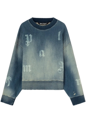 Palm Angels logo-print washed sweatshirt - Blue