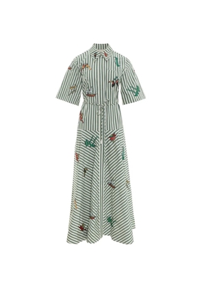 ALEMAIS embroidered striped shirt dress - Green