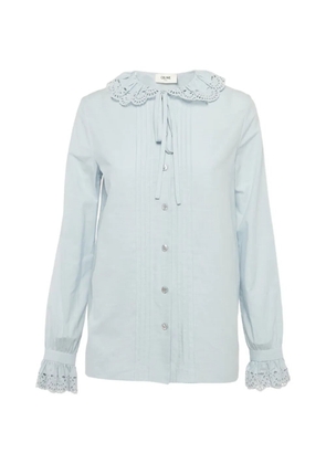 Celine Pre-Owned embroidered-collar blouse - Blue