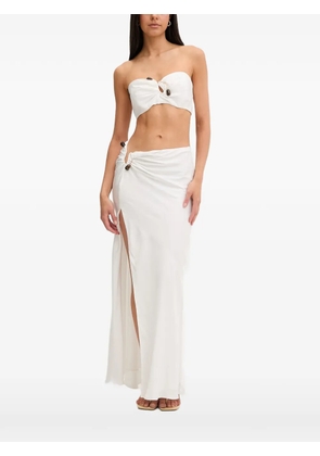 Bardot bead-embellished tie-back top - White