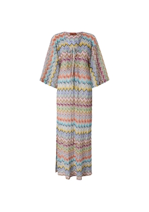 Missoni Zigzag-knit lace-up beach dress - Blue