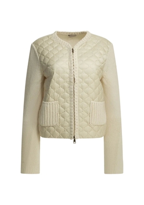 Moncler quilted-down panelled sweater - Neutrals