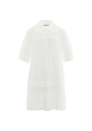 Lee Mathews Victoria ruffled pintuck-detail mini dress - White
