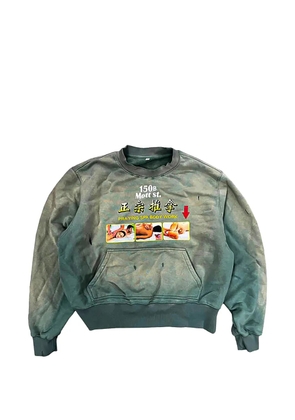 Praying Spa graphic-print distressed sweater - Green